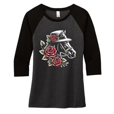 Derby Day Ddress 2024 Funny Hat Horse Racing Derby Women's Tri-Blend 3/4-Sleeve Raglan Shirt