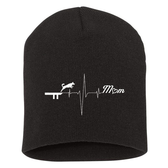 Dock Diving Dog Mom Heartbeat Short Acrylic Beanie