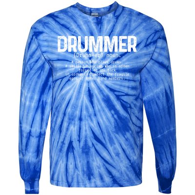 Drummer Definition Drums Drumming Funny Drummer Gift Tie-Dye Long Sleeve Shirt