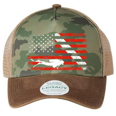 Diver Down Dive Flag Scuba Diving American Flag Legacy Tie Dye Trucker Hat