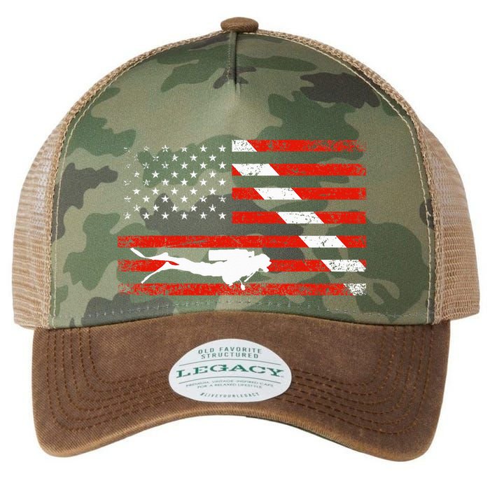 Diver Down Dive Flag Scuba Diving American Flag Legacy Tie Dye Trucker Hat