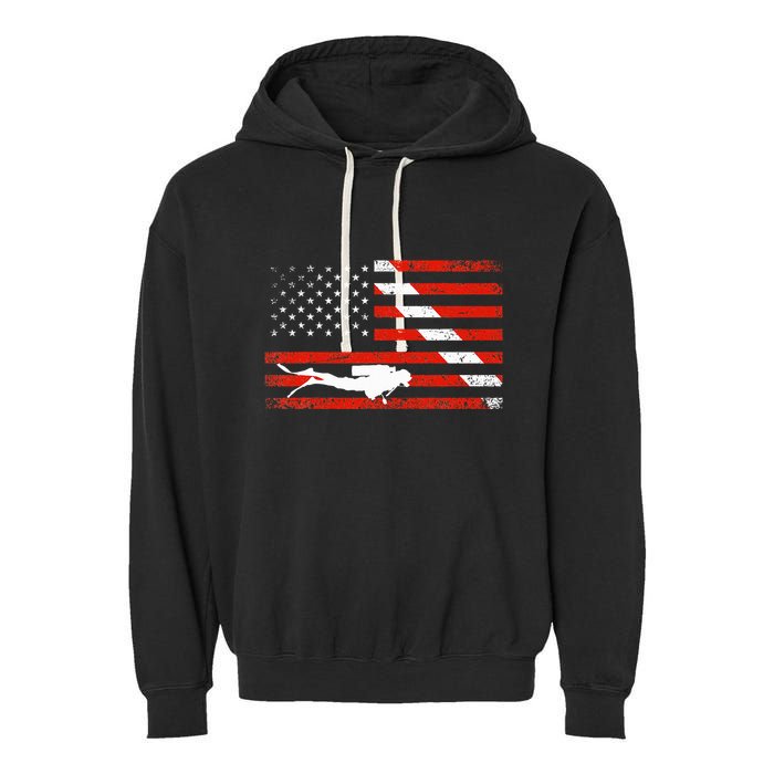 Diver Down Dive Flag Scuba Diving American Flag Garment-Dyed Fleece Hoodie