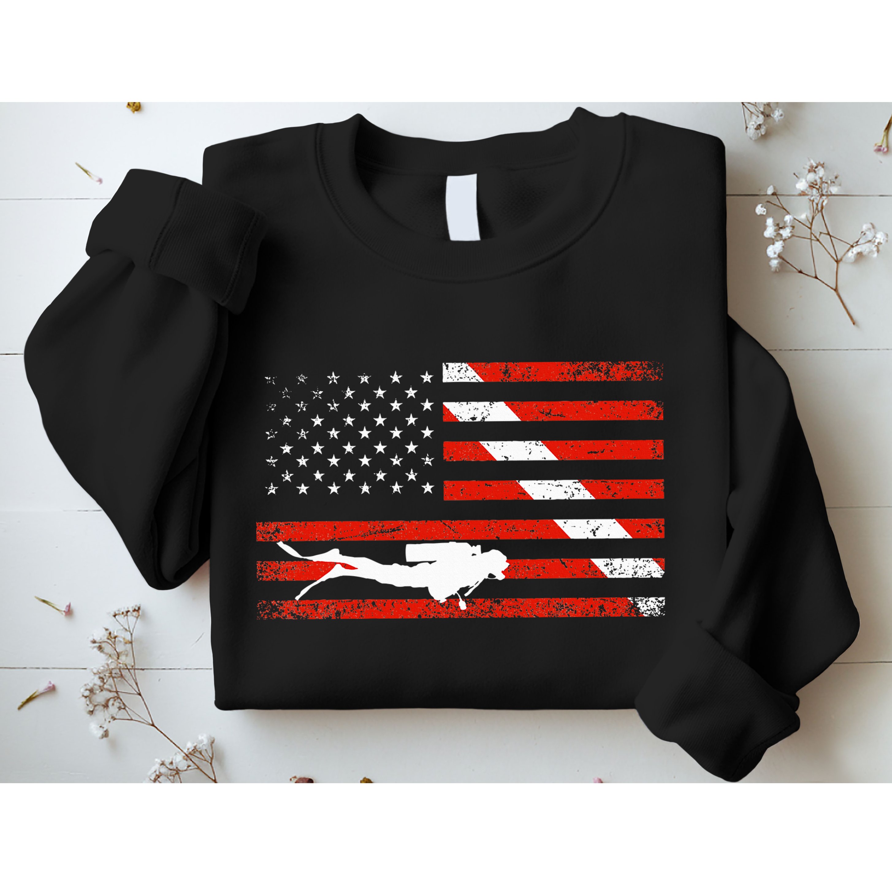 Diver Down Dive Flag Scuba Diving American Flag Sweatshirt