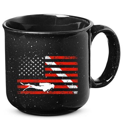 Diver Down Dive Flag Scuba Diving American Flag 15oz Campfire Ceramic Mug