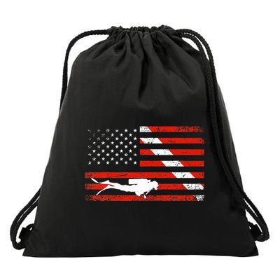 Diver Down Dive Flag Scuba Diving American Flag Drawstring Bag
