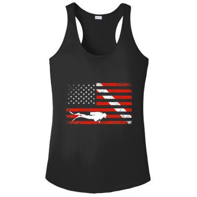 Diver Down Dive Flag Scuba Diving American Flag Ladies PosiCharge Competitor Racerback Tank