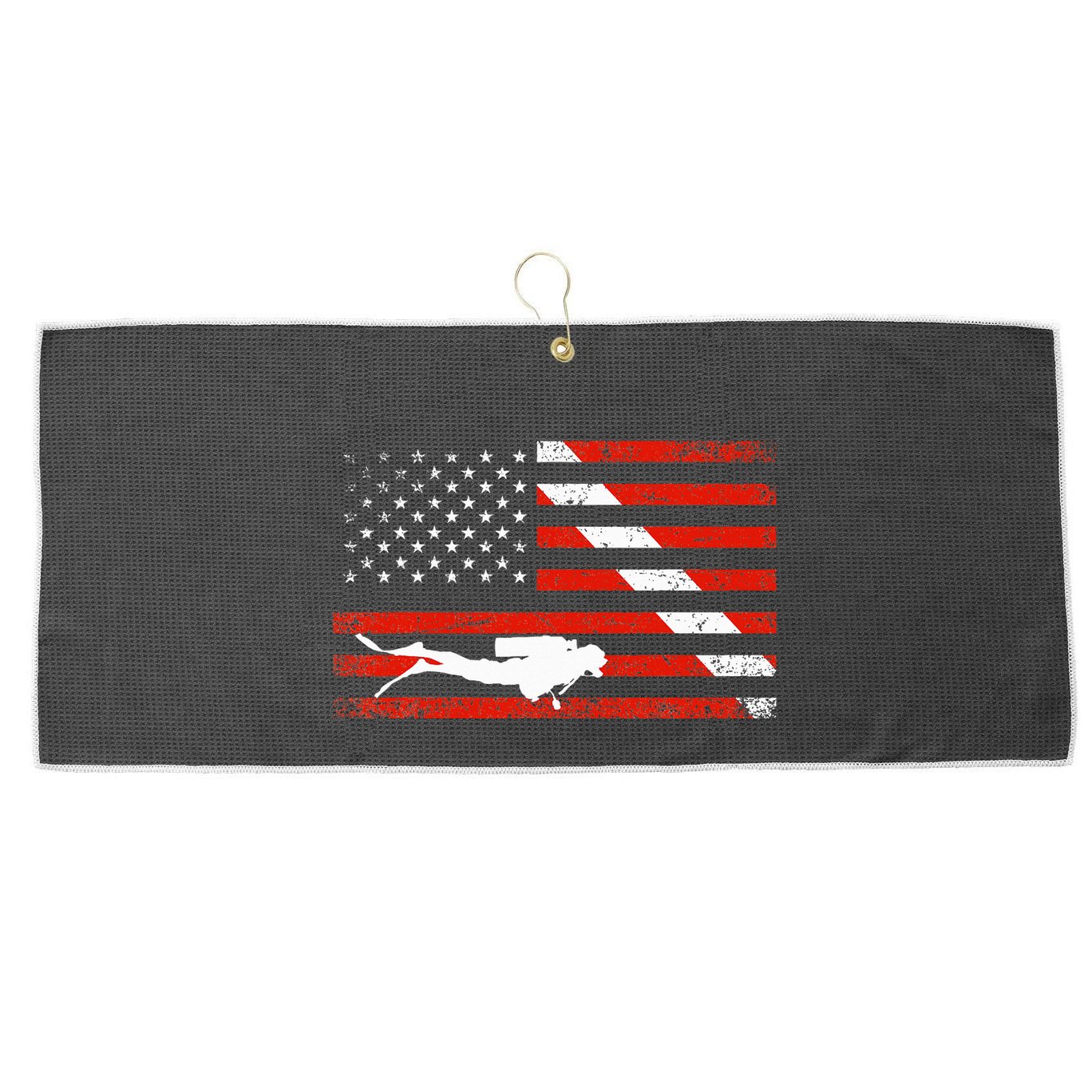 Diver Down Dive Flag Scuba Diving American Flag Large Microfiber Waffle Golf Towel