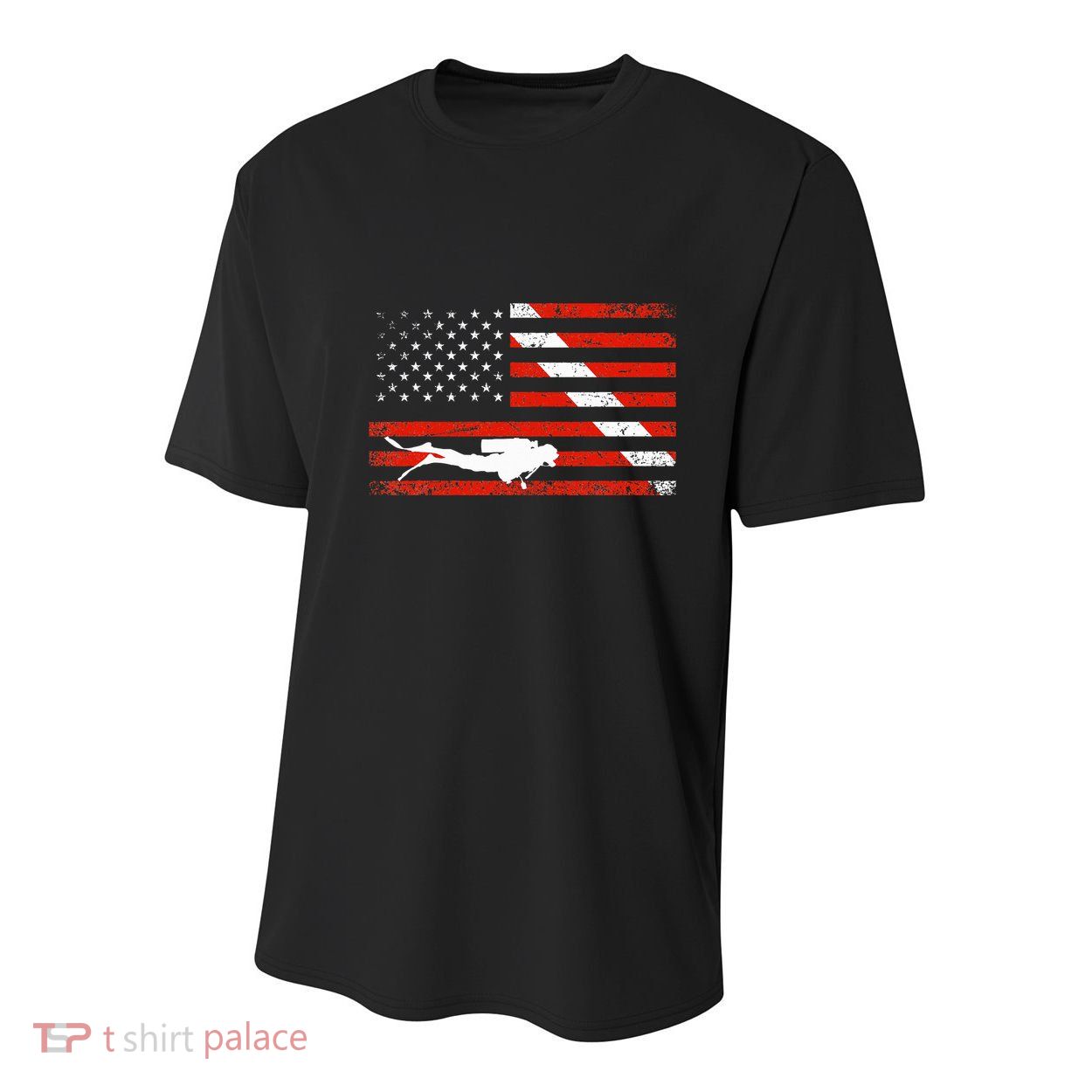 Diver Down Dive Flag Scuba Diving American Flag Youth Performance Sprint T-Shirt
