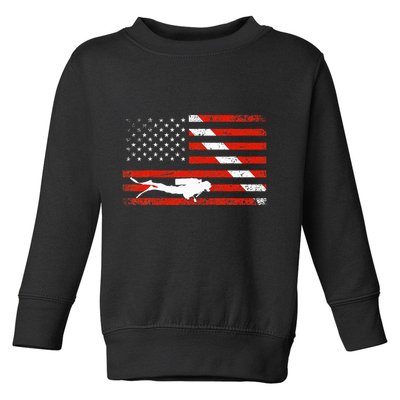 Diver Down Dive Flag Scuba Diving American Flag Toddler Sweatshirt
