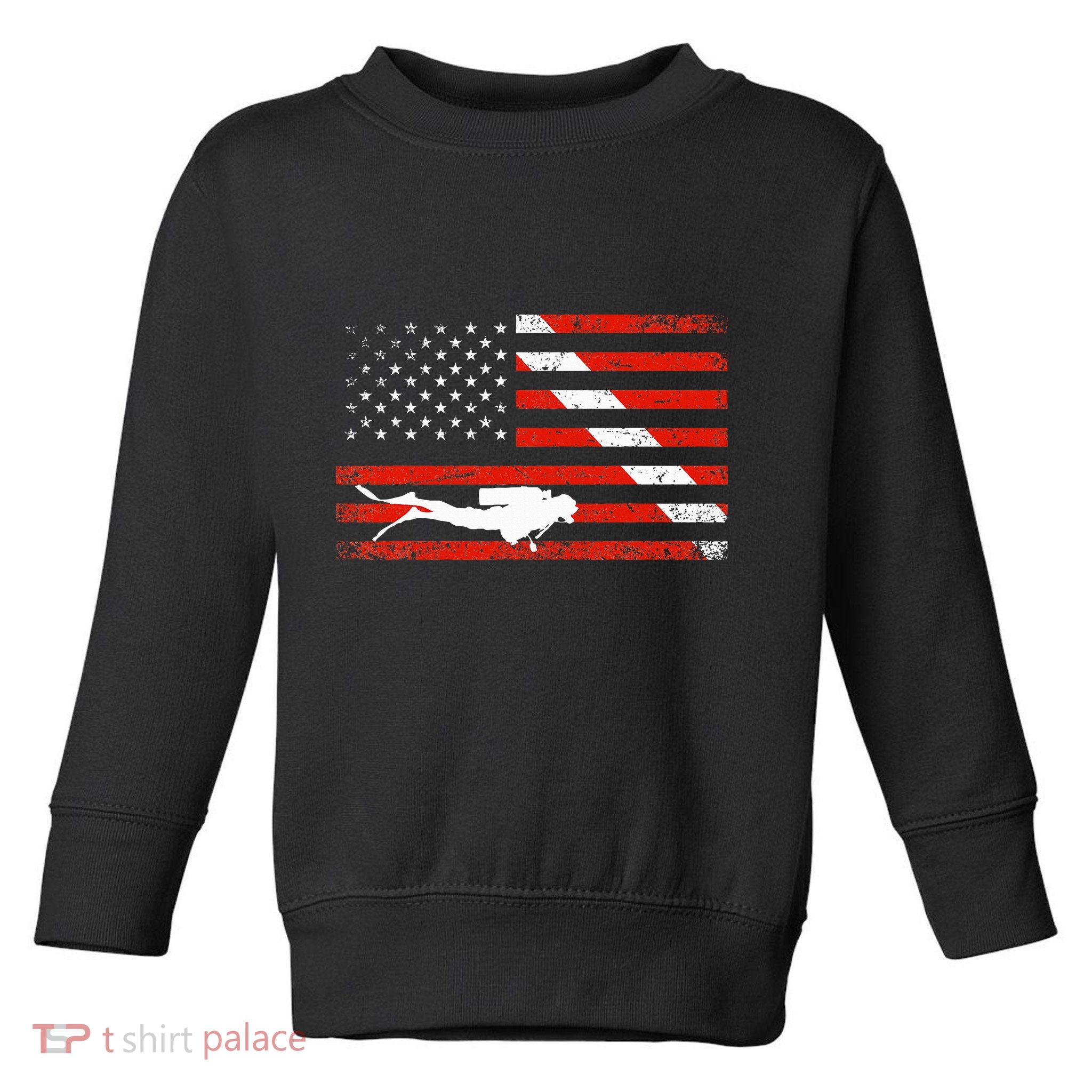 Diver Down Dive Flag Scuba Diving American Flag Toddler Sweatshirt