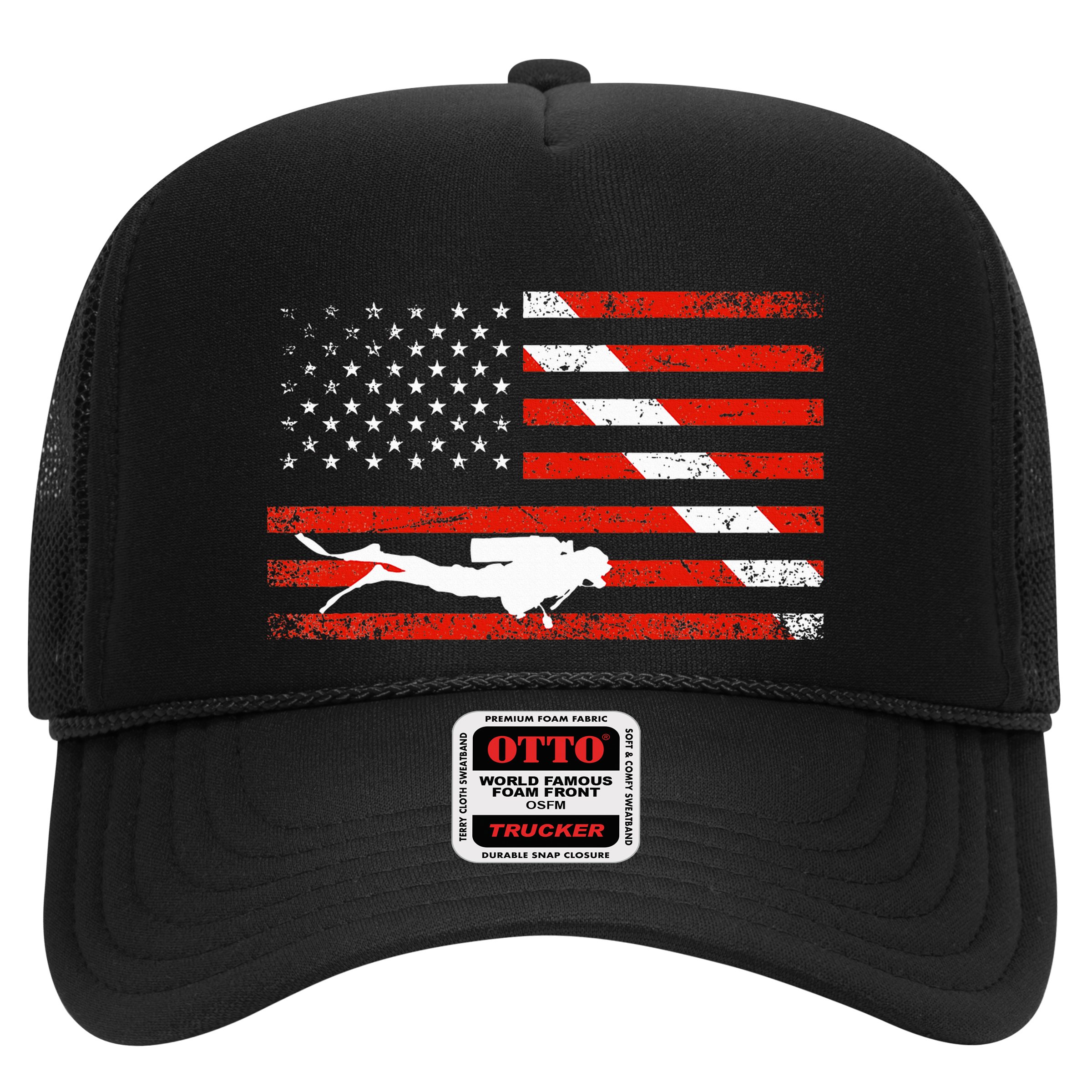 Diver Down Dive Flag Scuba Diving American Flag Hat