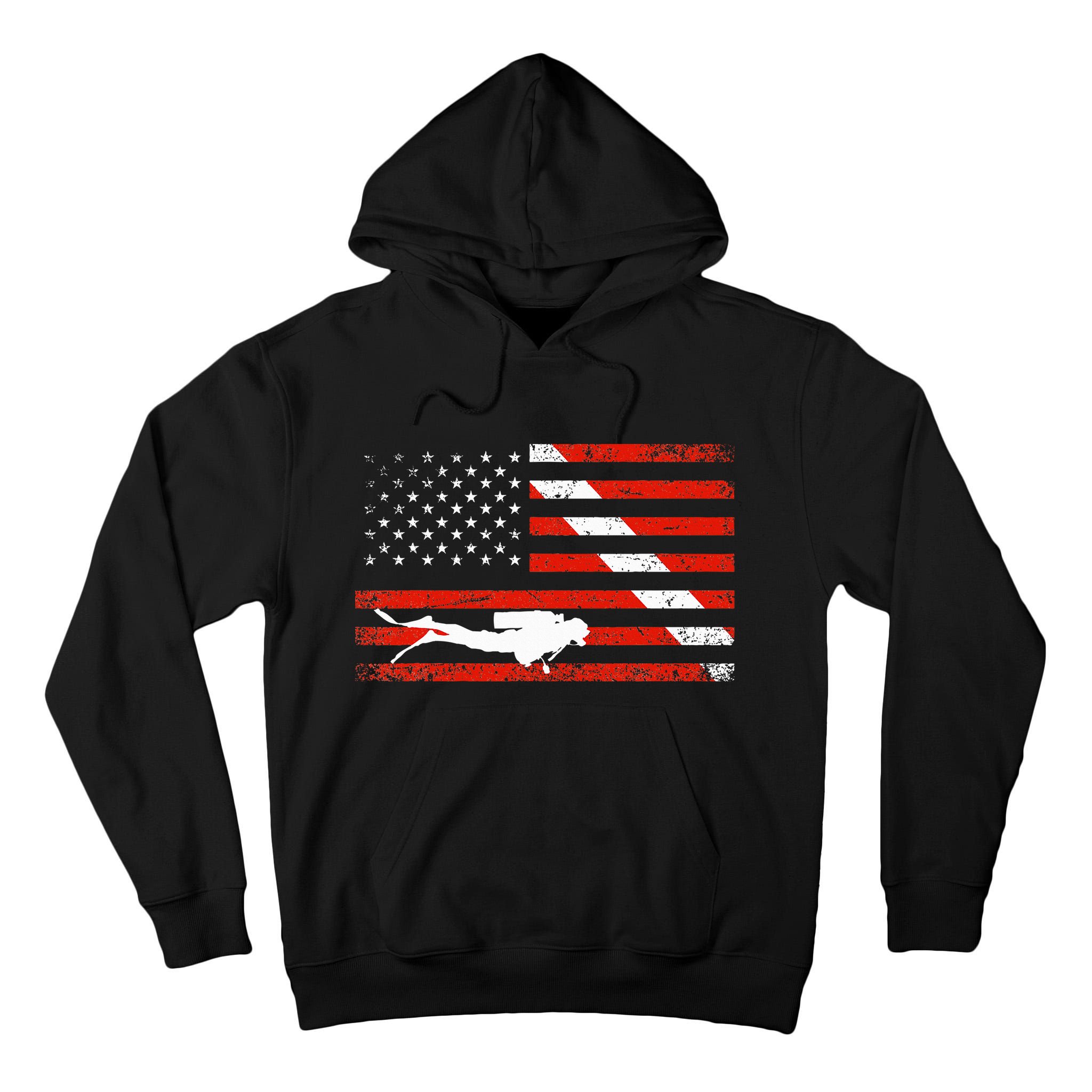 Diver Down Dive Flag Scuba Diving American Flag Tall Hoodie