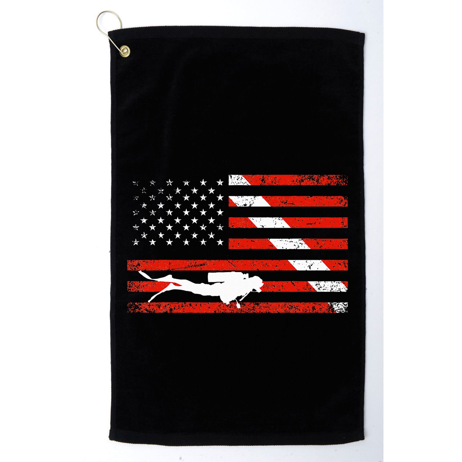 Diver Down Dive Flag Scuba Diving American Flag Golf Towel