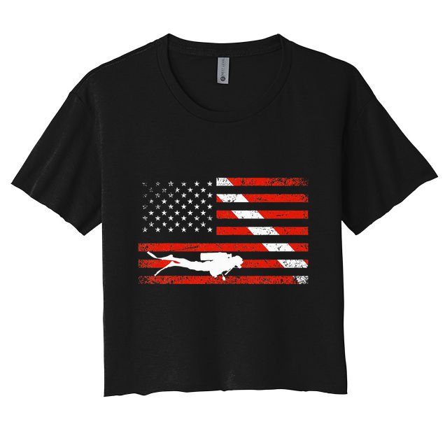 Diver Down Dive Flag Scuba Diving American Flag Crop Top