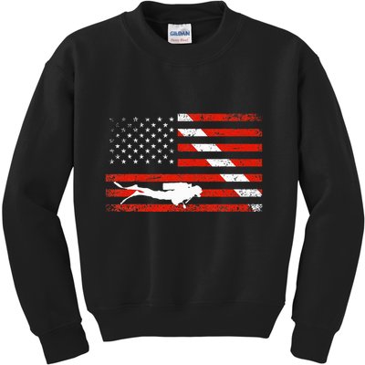 Diver Down Dive Flag Scuba Diving American Flag Kids Sweatshirt