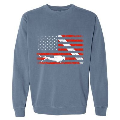 Diver Down Dive Flag Scuba Diving American Flag Garment-Dyed Sweatshirt