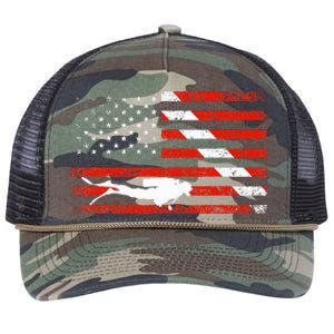 Diver Down Dive Flag Scuba Diving American Flag Retro Rope Trucker Hat Cap