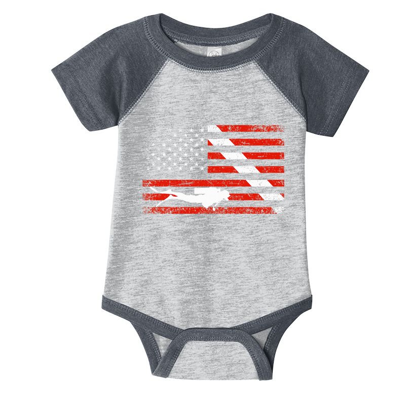 Diver Down Dive Flag Scuba Diving American Flag Infant Baby Jersey Bodysuit