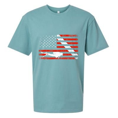Diver Down Dive Flag Scuba Diving American Flag Sueded Cloud Jersey T-Shirt