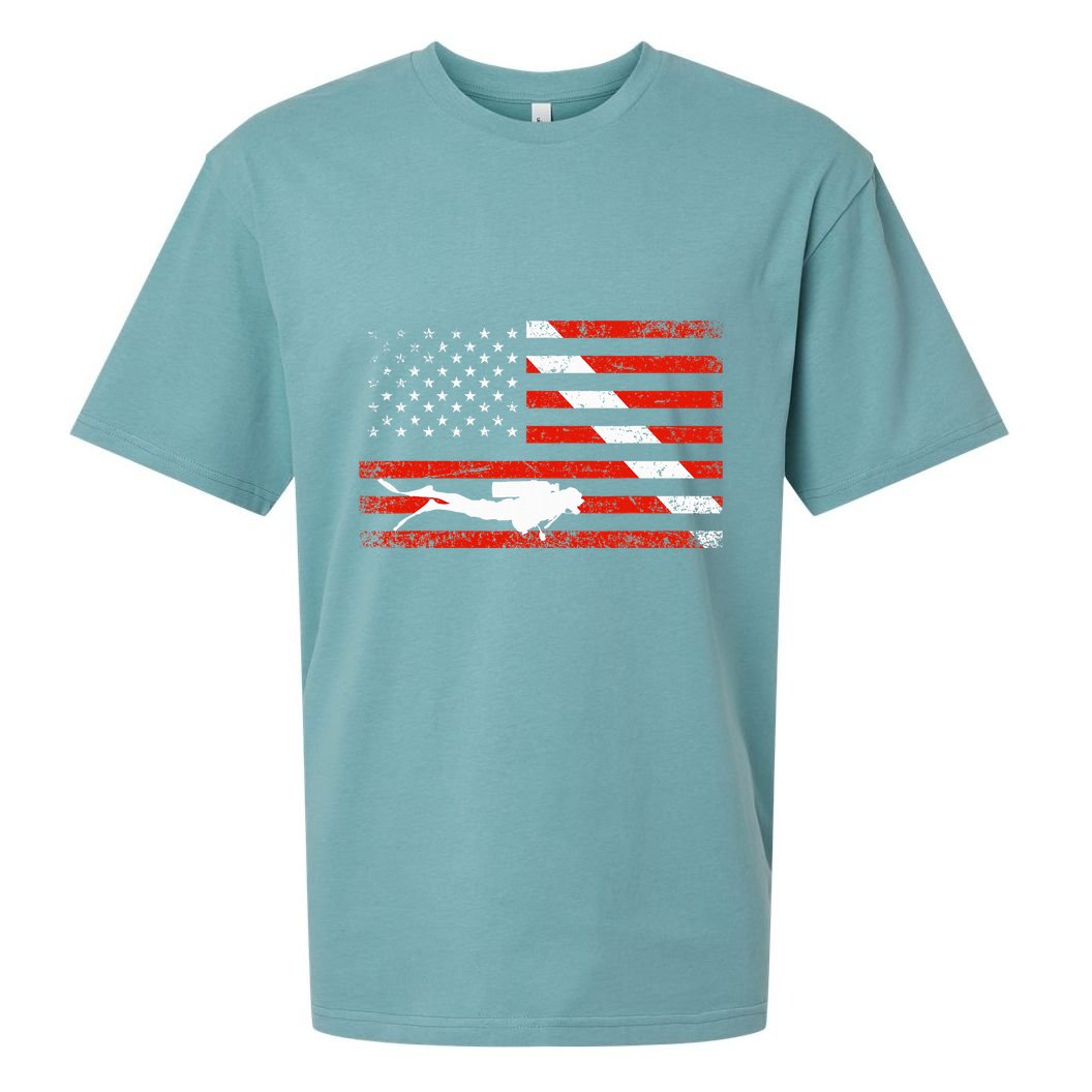 Diver Down Dive Flag Scuba Diving American Flag Sueded Cloud Jersey T-Shirt