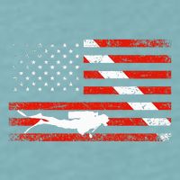 Diver Down Dive Flag Scuba Diving American Flag Sueded Cloud Jersey T-Shirt