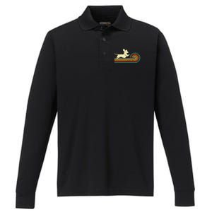 Dachshund dachshund dog silhouette retro gift Performance Long Sleeve Polo