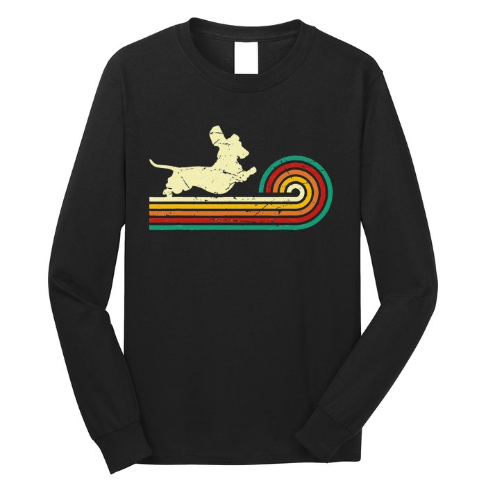 Dachshund dachshund dog silhouette retro gift Long Sleeve Shirt