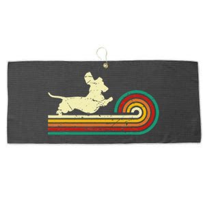 Dachshund dachshund dog silhouette retro gift Large Microfiber Waffle Golf Towel