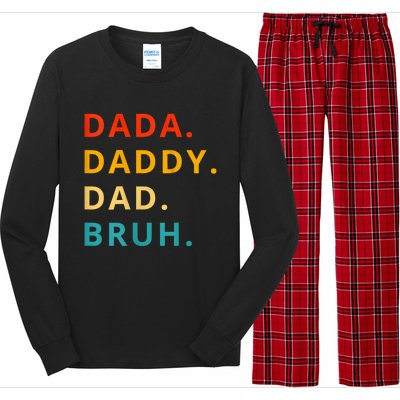 Dada Daddy Dad Bruh Funny Phrase For FatherS Day Long Sleeve Pajama Set