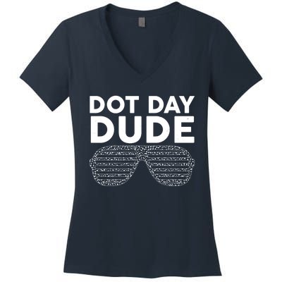 Dot Day Dude Shutter Shades Sunglasses Women's V-Neck T-Shirt