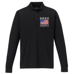 D.O.G.E Doge Department Of Government Efficiency Performance Long Sleeve Polo