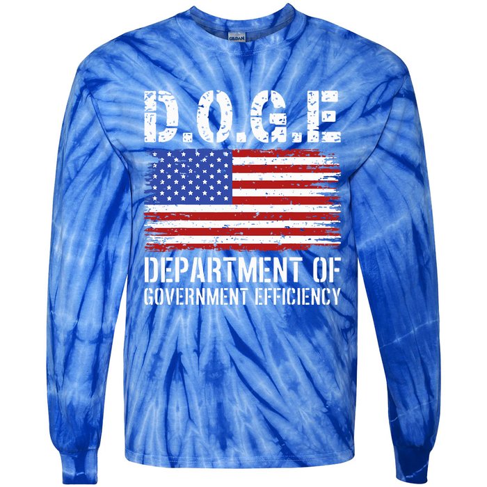 D.O.G.E Doge Department Of Government Efficiency Tie-Dye Long Sleeve Shirt