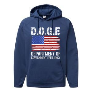 D.O.G.E Doge Department Of Government Efficiency Performance Fleece Hoodie