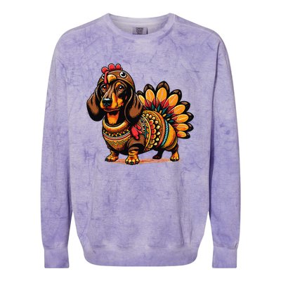 Doxie Dachshund Dog Turkey Colorblast Crewneck Sweatshirt