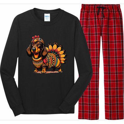 Doxie Dachshund Dog Turkey Long Sleeve Pajama Set