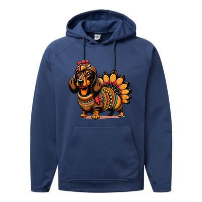 Doxie Dachshund Dog Turkey Performance Fleece Hoodie