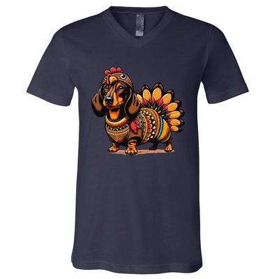 Doxie Dachshund Dog Turkey V-Neck T-Shirt