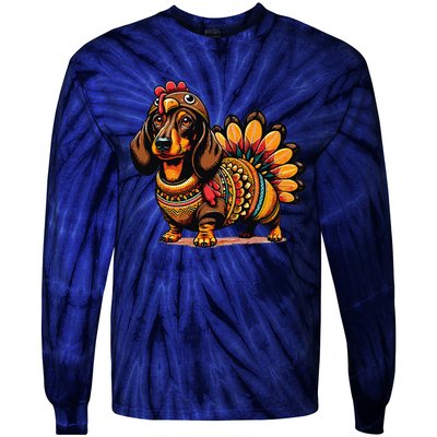 Doxie Dachshund Dog Turkey Tie-Dye Long Sleeve Shirt