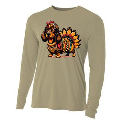 Doxie Dachshund Dog Turkey Cooling Performance Long Sleeve Crew