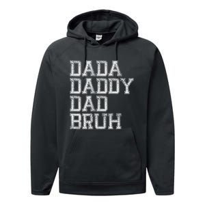 Dada Daddy Dad Bruh Happy Fathers Day Funny Dad Joke Humor Performance Fleece Hoodie