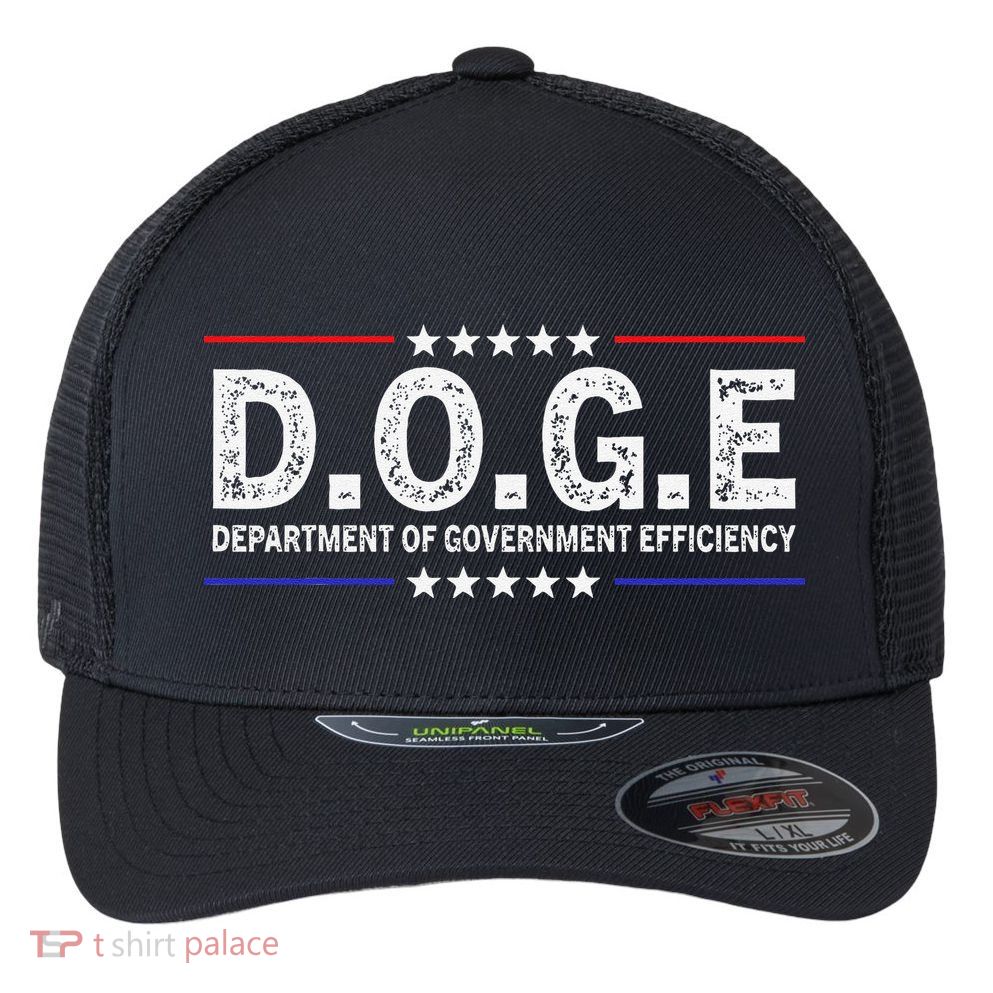 D.O.G.E Doge Department Of Government Efficiency Flexfit Unipanel Trucker Cap