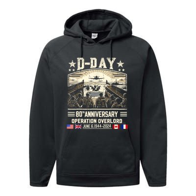 Dday Dwight D. Eisenhower Quote Dday 80th Anniversary Performance Fleece Hoodie