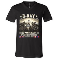 Dday Dwight D. Eisenhower Quote Dday 80th Anniversary V-Neck T-Shirt