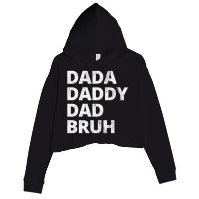 Dada Daddy Dad Bruh Vintage Funny Crop Fleece Hoodie