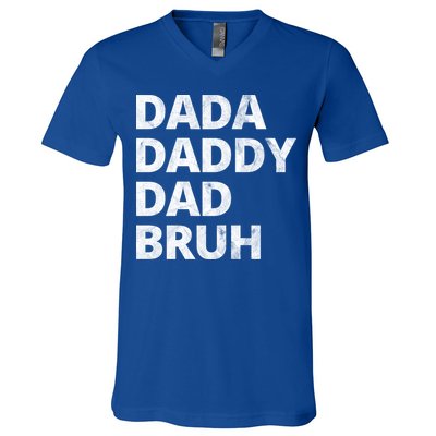 Dada Daddy Dad Bruh Vintage Funny V-Neck T-Shirt