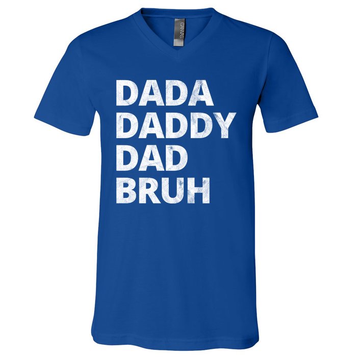 Dada Daddy Dad Bruh Vintage Funny V-Neck T-Shirt