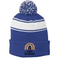 Dentistry Dentist Dental Receptionist Dental Squad Hygienist Funny Gift Stripe Pom Pom Beanie