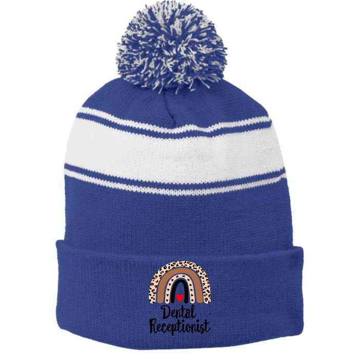 Dentistry Dentist Dental Receptionist Dental Squad Hygienist Funny Gift Stripe Pom Pom Beanie