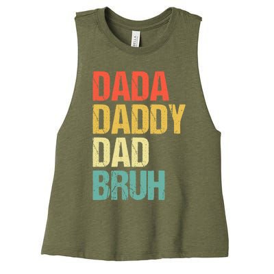 Dada Daddy Dad Bruh Women's Racerback Cropped Tank