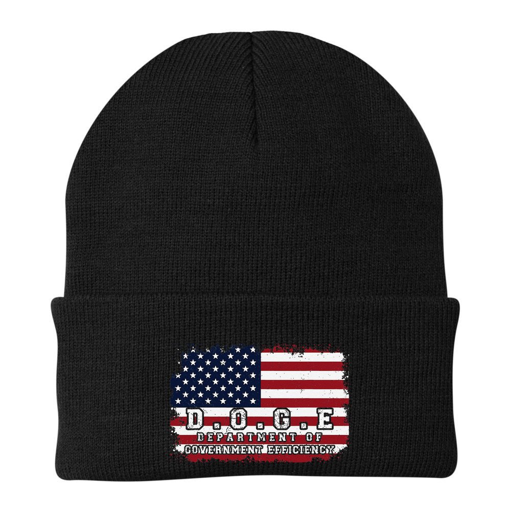 D.O.G.E. Doge Department Patriotic Office Worker Design Beanie
